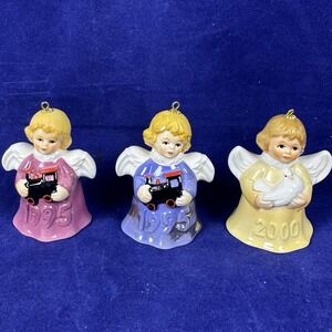 Vintage Goebel  3 Angel Bell Annual Christmas Tree Ornament 1995-1995-1985  EUC